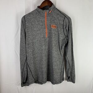 Nike Dri Fit Oklahoma State Cowboys‎ Shirt Womens Large Gray 1/4 Zip Thumb Holes